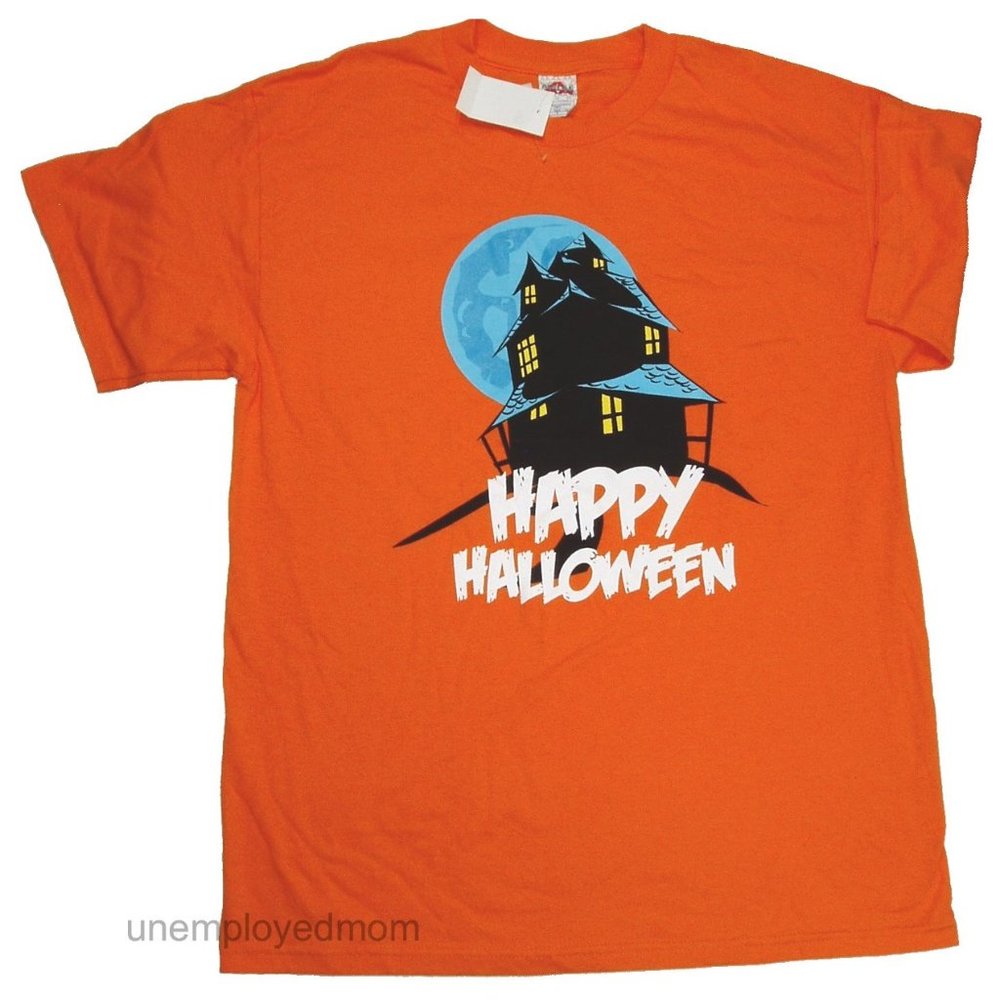Haunted House Adult Mens Happy Halloween Tee